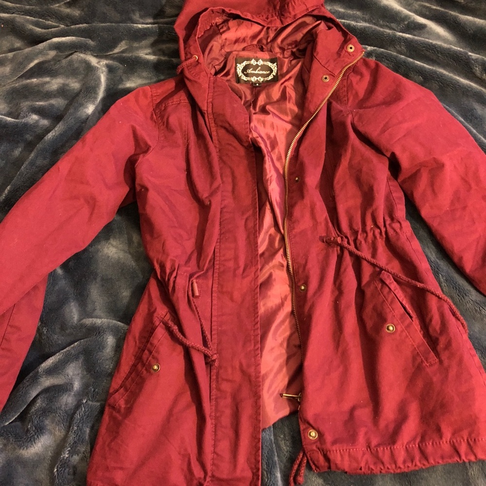 Burgundy parka jacket